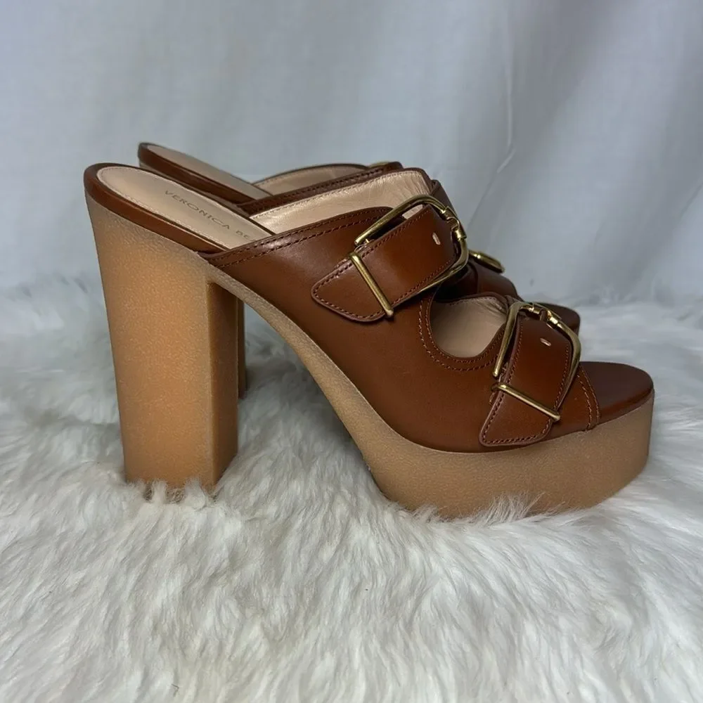 Veronica Beard Garrick NWOT Platform Dual Buckle Slide Sandals Sz‎ 10